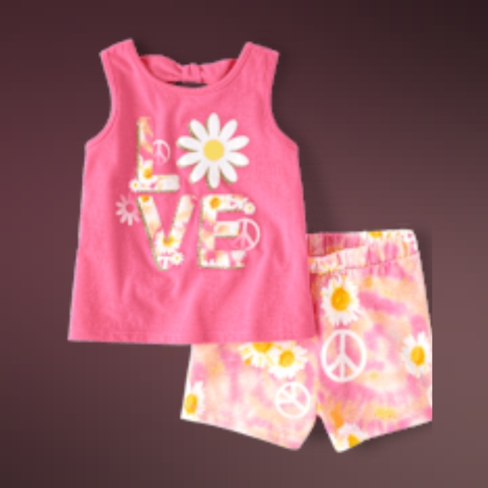 Pink Love Tank Top and Shorts Set